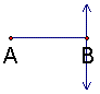 Construct a line perpendicular to AB at B.